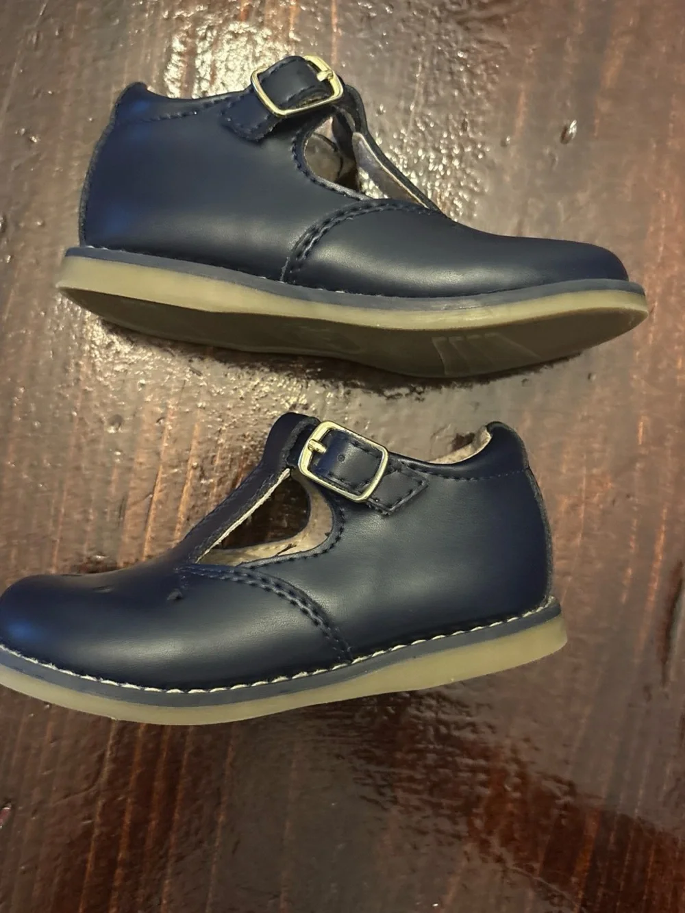 FootMates Navy T-Strap Mary Jane Baby Walker Shoes